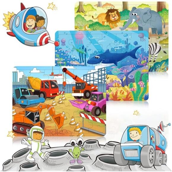 Puzzles for Kids Ages 3-5, 24 Piece Colorful Wooden Puzzles for Toddler - Picture 4 of 16